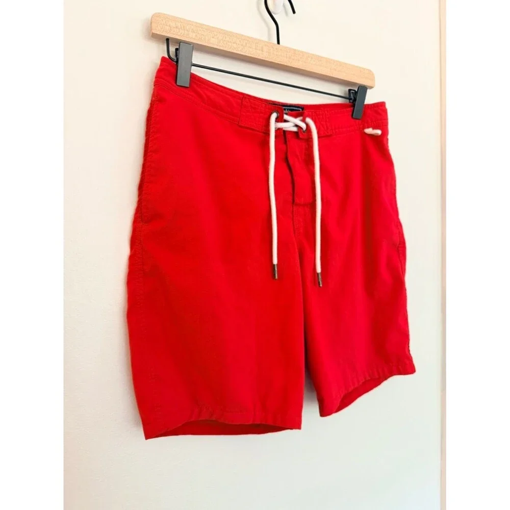 Men's Abercrombie & Fitch Red Swim Trunks with Drawstring - Size 28